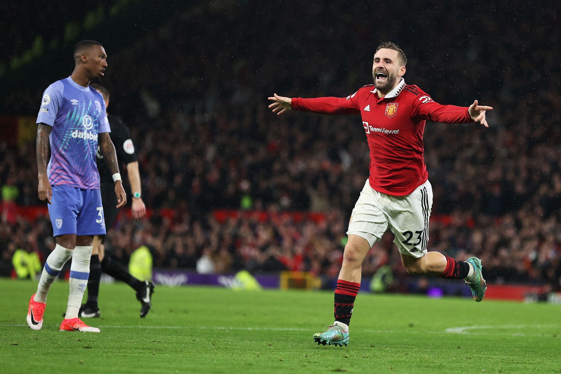 Shaw (R) was Manchester United's stand-out performer on the night